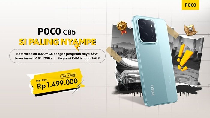 POCO C85, Smartphone Sejutaan dengan Baterai Jumbo