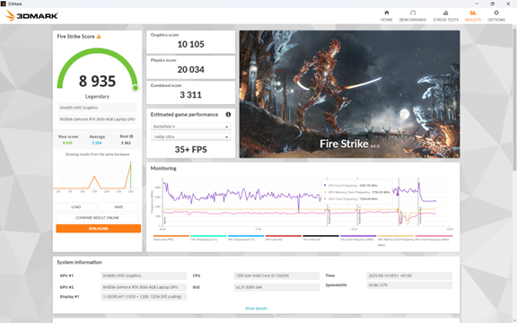 Review ASUS Gaming K16 ASUS Gaming K16 3D Mark Firestrike