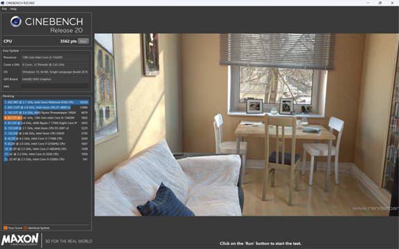 Review ASUS Gaming K16 Cinebench R20