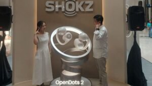 Shokz OpenDots 2, Earbuds Open-Ear Kelas Premium