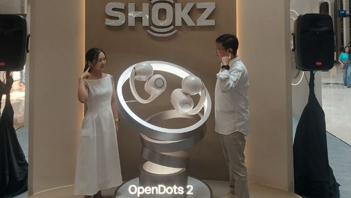 Shokz OpenDots 2, Earbuds Open-Ear Kelas Premium